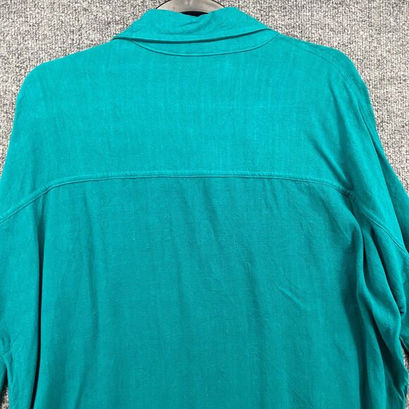 UMGEE Blouse Top Womens XL Green Button Up Long Sleeve Casual Boho Minimalist - Picture 4 of 7